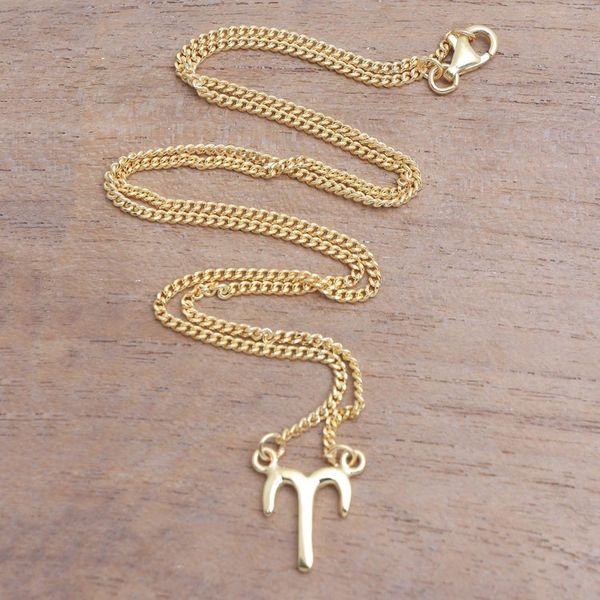 Alternate image for 18k Gold Plated Sterling Silver Aries Pendant Necklace Golden Aries