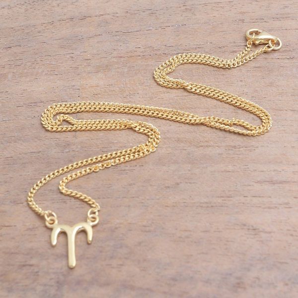 Alternate image for 18k Gold Plated Sterling Silver Aries Pendant Necklace Golden Aries