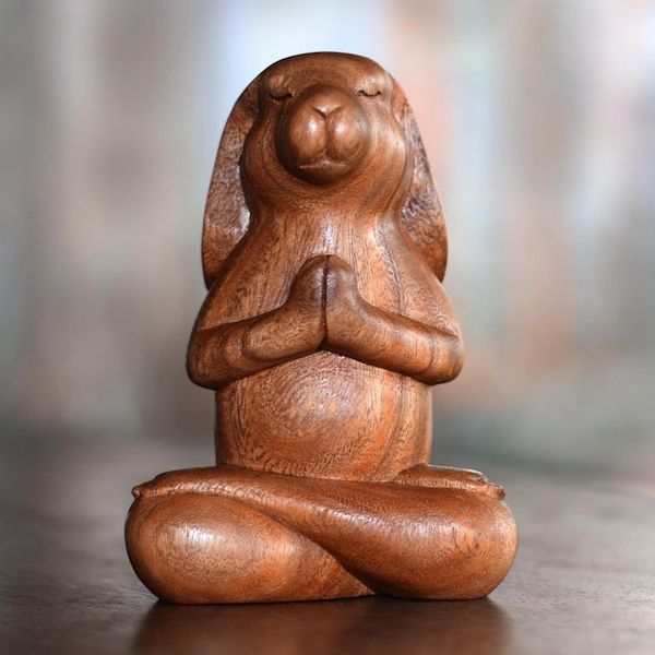 Alternate image for Suar Wood Praying Beagle Sculpture from Bali Praying Beagle in Brown