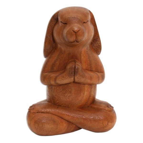 Alternate image for Suar Wood Praying Beagle Sculpture from Bali Praying Beagle in Brown