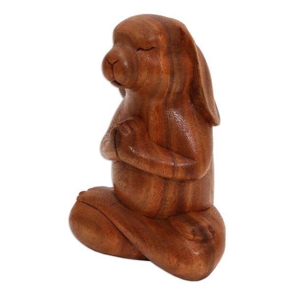 Alternate image for Suar Wood Praying Beagle Sculpture from Bali Praying Beagle in Brown