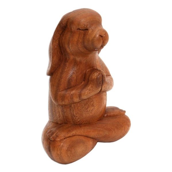 Alternate image for Suar Wood Praying Beagle Sculpture from Bali Praying Beagle in Brown