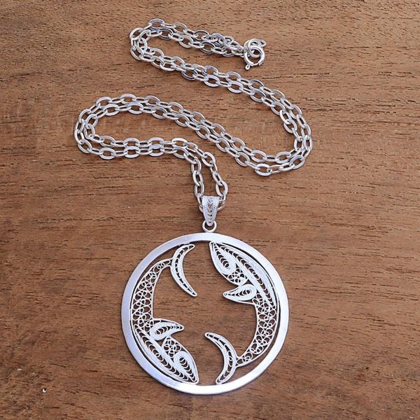 Alternate image for Sterling Silver Filigree Pisces Necklace from Java Elegant Pisces