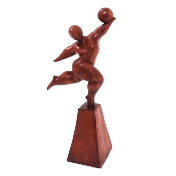 Alternate image for Suar Wood Female Form Exercise Sculpture from Bali Catch It