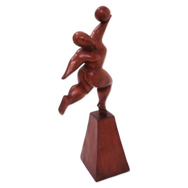 Alternate image for Suar Wood Female Form Exercise Sculpture from Bali Catch It