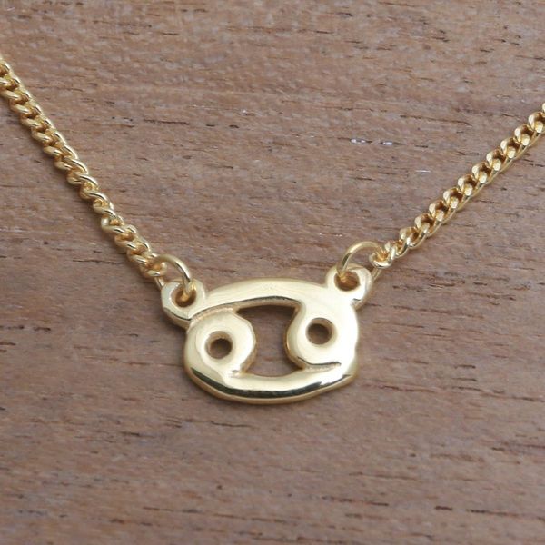 Alternate image for 18k Gold Plated Sterling Silver Cancer Pendant Necklace Golden Cancer