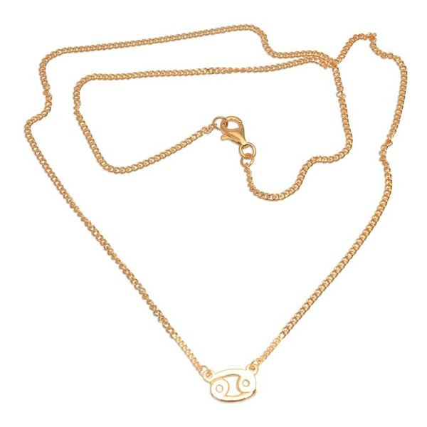 Alternate image for 18k Gold Plated Sterling Silver Cancer Pendant Necklace Golden Cancer