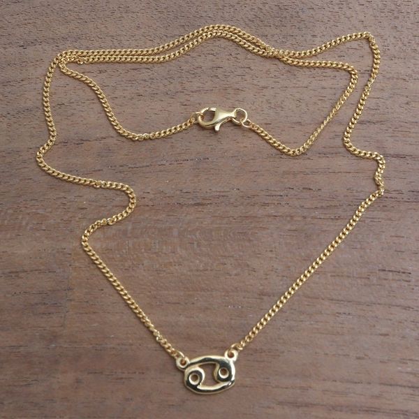 Alternate image for 18k Gold Plated Sterling Silver Cancer Pendant Necklace Golden Cancer