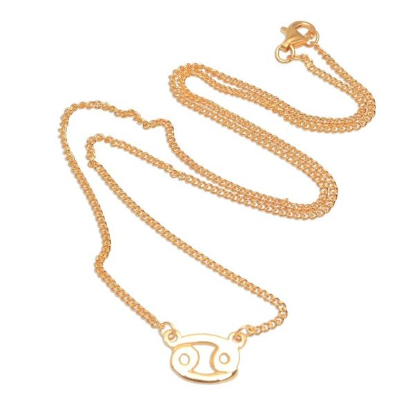 Alternate image for 18k Gold Plated Sterling Silver Cancer Pendant Necklace Golden Cancer