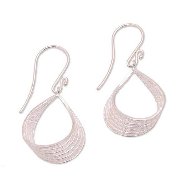 Alternate image for Sterling Silver Filigree Ribbon Dangle Earrings from Java Elegant Ribbon