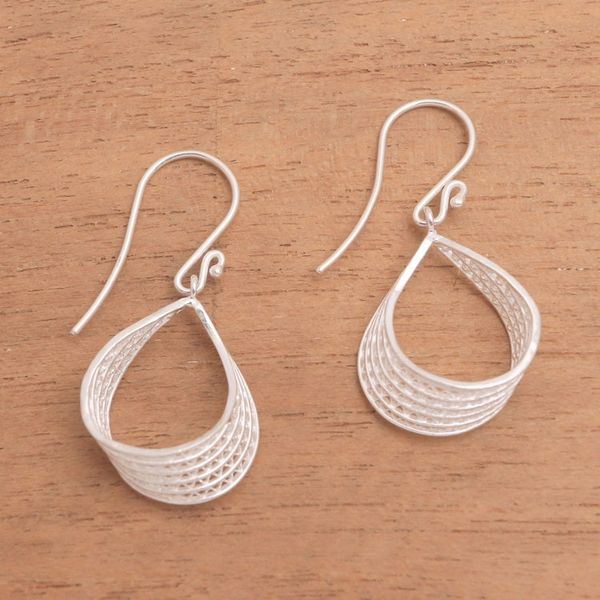 Alternate image for Sterling Silver Filigree Ribbon Dangle Earrings from Java Elegant Ribbon