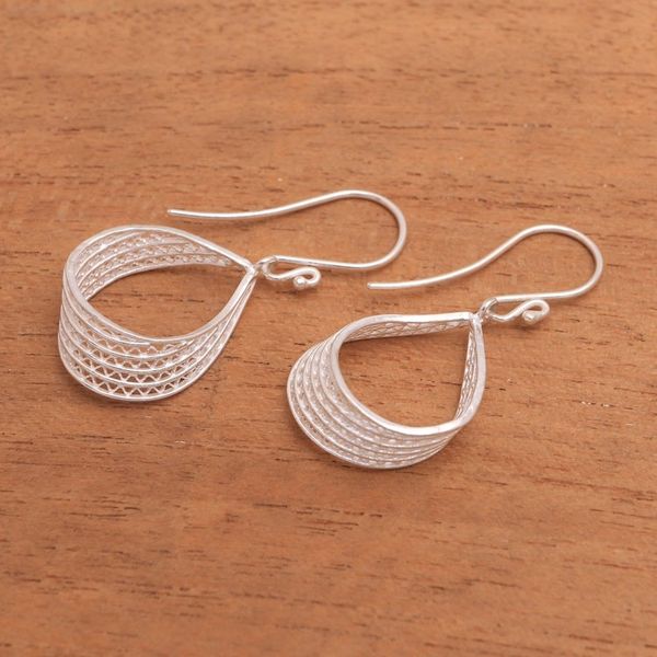 Alternate image for Sterling Silver Filigree Ribbon Dangle Earrings from Java Elegant Ribbon