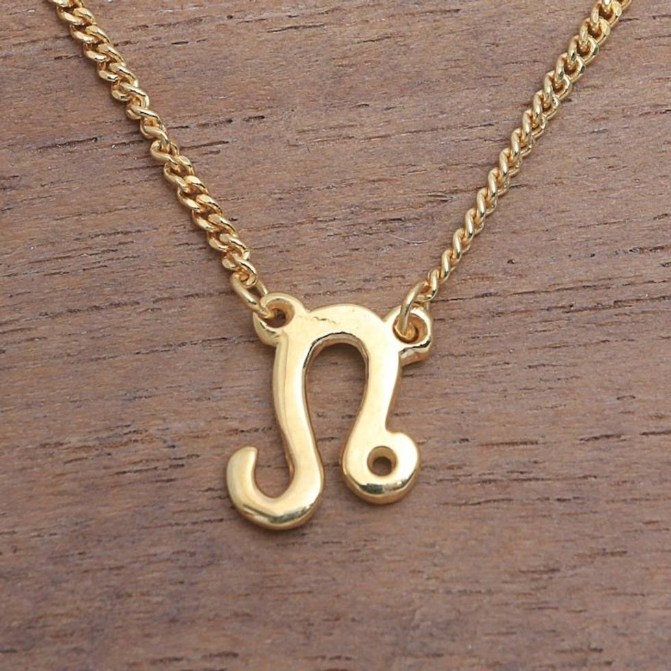 18k Gold Plated Sterling Silver Leo Pendant Necklace 'Golden Leo'