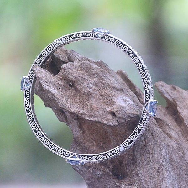 Alternate image for 10-Carat Blue Topaz Bangle Bracelet from Bali Bejeweled