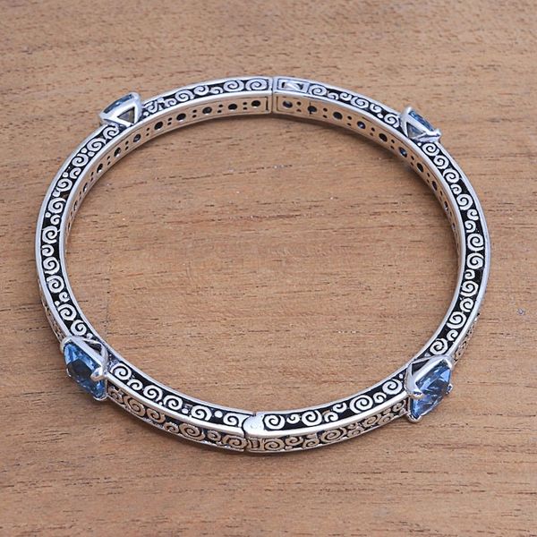 Alternate image for 10-Carat Blue Topaz Bangle Bracelet from Bali Bejeweled