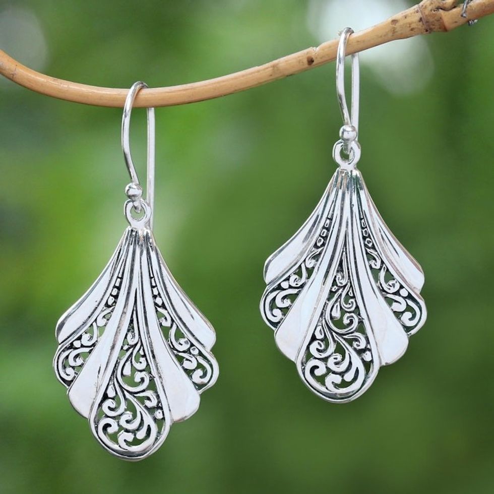 Sterling Silver Shell Dangle Earrings from Bali 'Vine Shells'