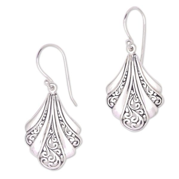Alternate image for Sterling Silver Shell Dangle Earrings from Bali Vine Shells