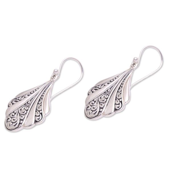 Alternate image for Sterling Silver Shell Dangle Earrings from Bali Vine Shells