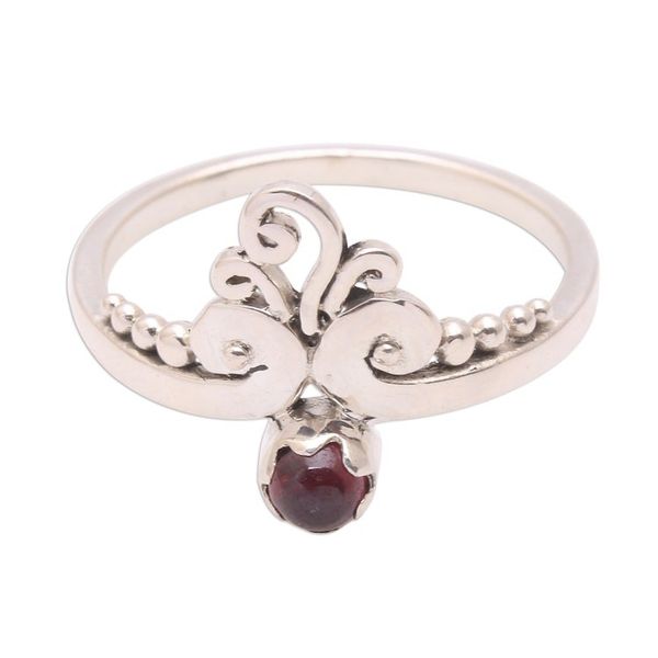 Alternate image for Vine Motif Garnet Band Ring from Bali Vine Royalty