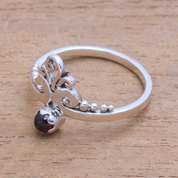 Alternate image for Vine Motif Garnet Band Ring from Bali Vine Royalty