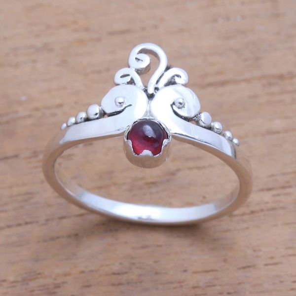 Alternate image for Vine Motif Garnet Band Ring from Bali Vine Royalty