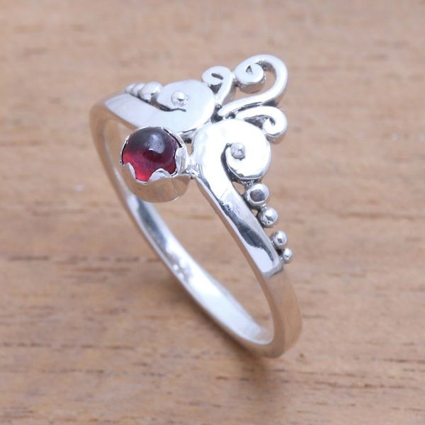 Alternate image for Vine Motif Garnet Band Ring from Bali Vine Royalty