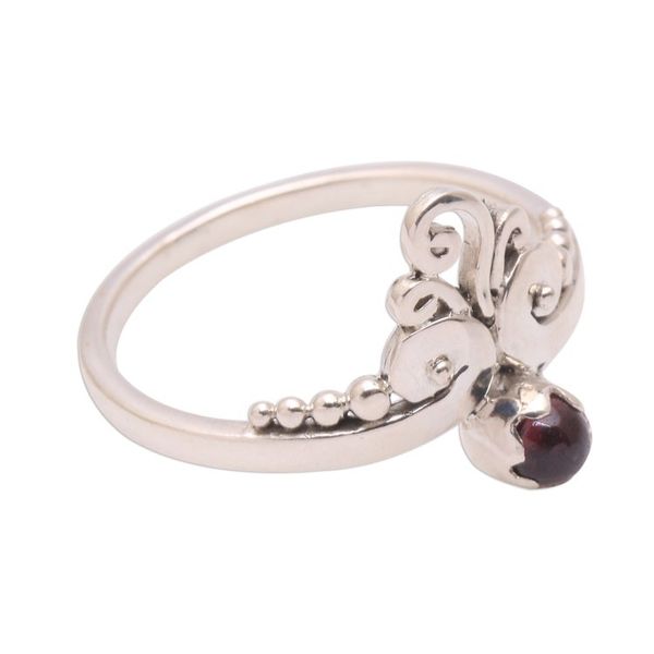 Alternate image for Vine Motif Garnet Band Ring from Bali Vine Royalty