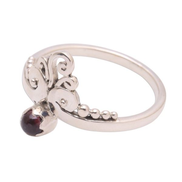 Alternate image for Vine Motif Garnet Band Ring from Bali Vine Royalty