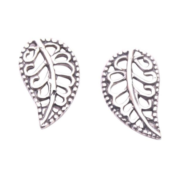 Alternate image for Balinese Leaf Shaped Sterling Silver Drop Earrings Leafy Wonder