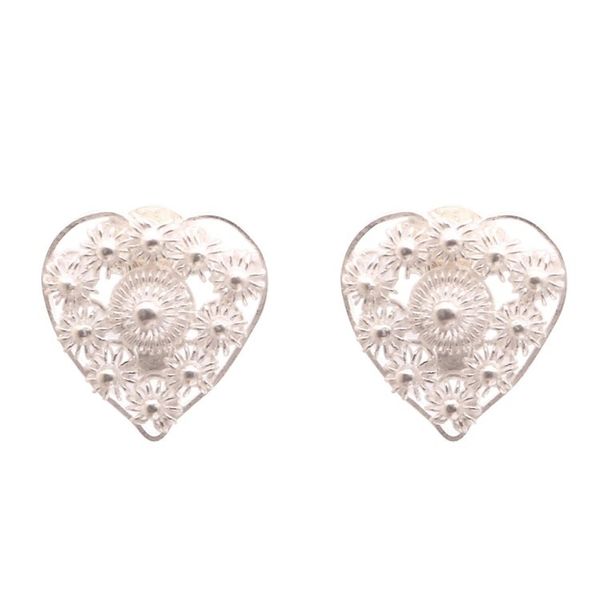 Alternate image for Star Pattern Sterling Silver Heart Earrings from Java Stars in the Heart