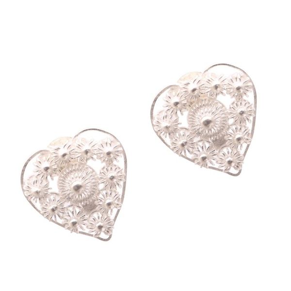 Alternate image for Star Pattern Sterling Silver Heart Earrings from Java Stars in the Heart