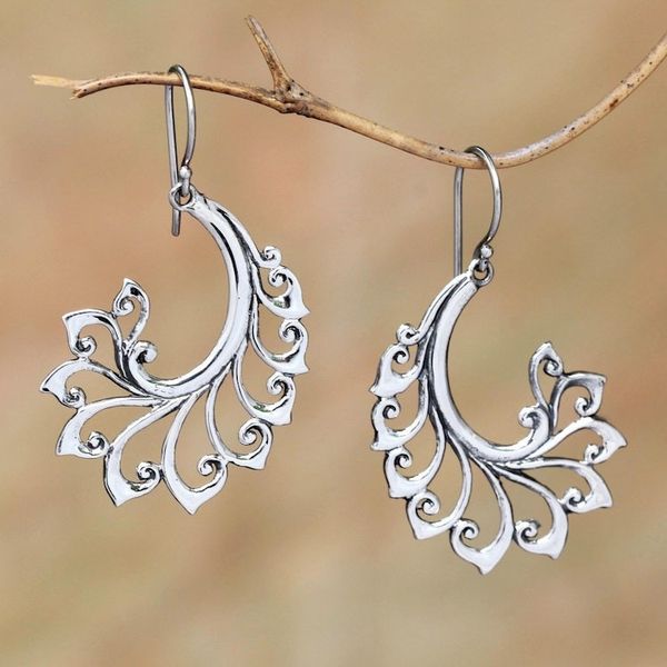 Alternate image for Sterling Silver Dangle Earrings with Curl Patterns from Bali Curling Bloom
