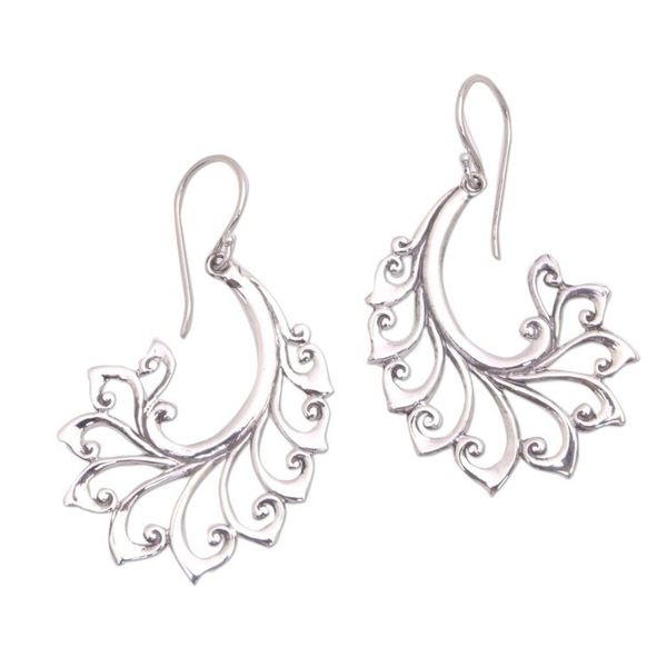 Alternate image for Sterling Silver Dangle Earrings with Curl Patterns from Bali Curling Bloom