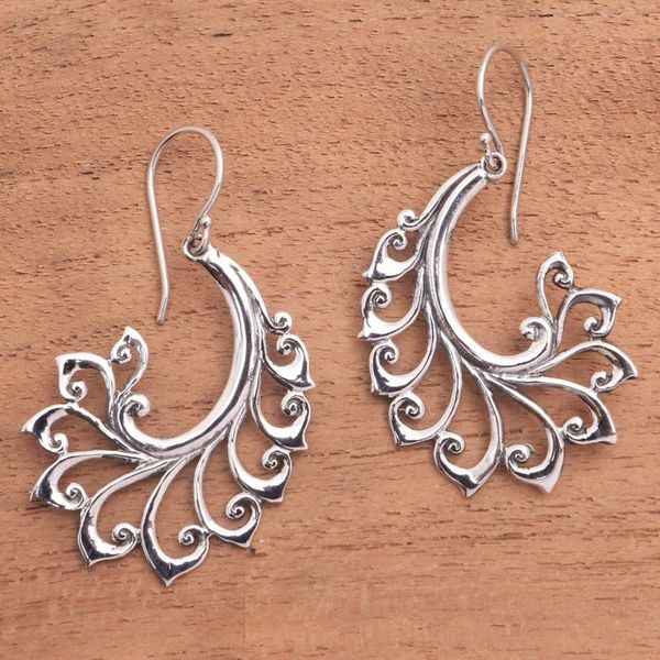 Alternate image for Sterling Silver Dangle Earrings with Curl Patterns from Bali Curling Bloom