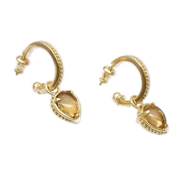 Alternate image for 18k Gold Plated Citrine Dangle Earrings from Bali Vintage Gleam