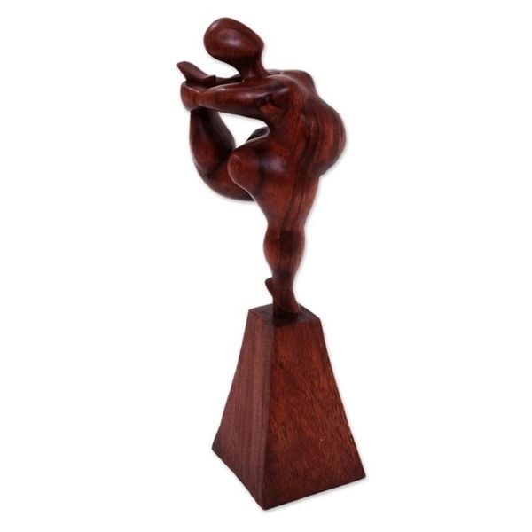 Alternate image for Hand-Carved Suar Wood Female Form Sculpture from Bali Leg Stretch