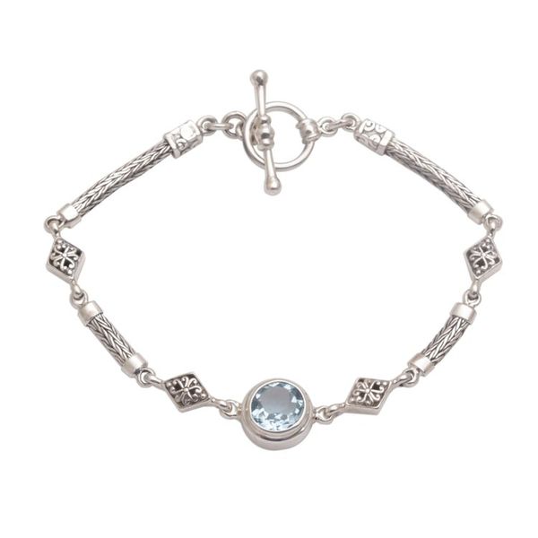 Alternate image for Blue Topaz and Sterling Silver Pendant Bracelet from Bali Sky Serenade
