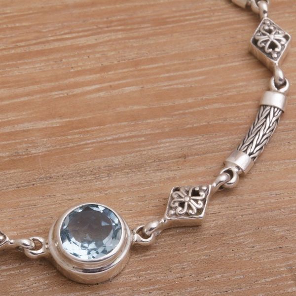 Alternate image for Blue Topaz and Sterling Silver Pendant Bracelet from Bali Sky Serenade