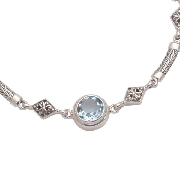 Alternate image for Blue Topaz and Sterling Silver Pendant Bracelet from Bali Sky Serenade