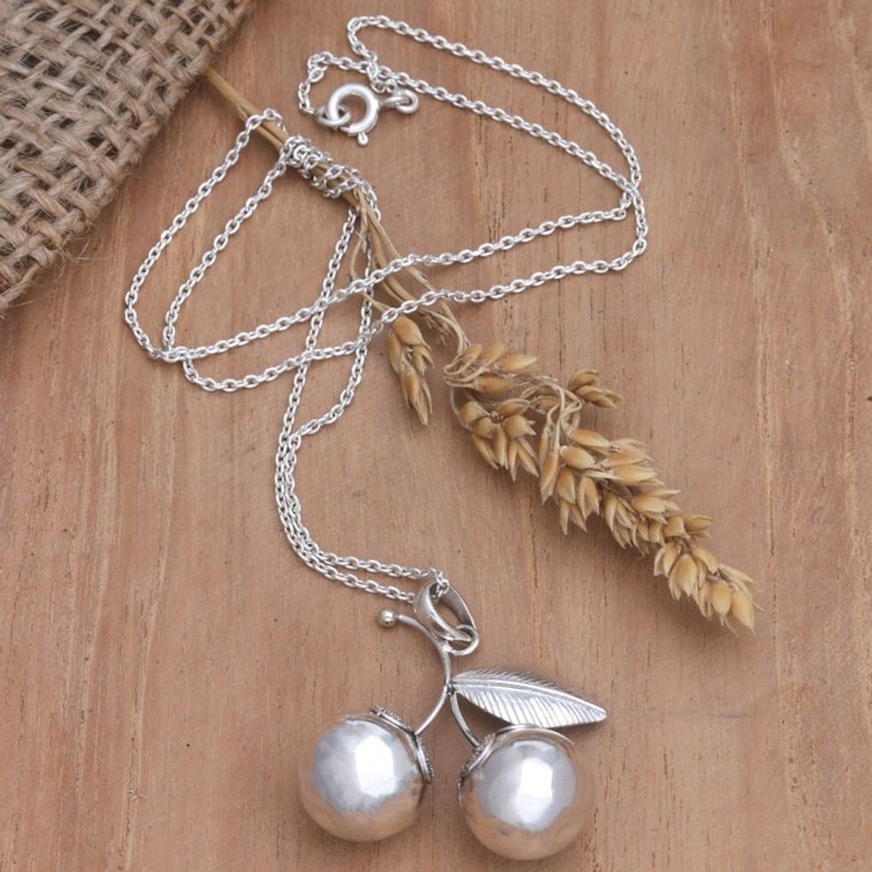 Sterling Silver Berry Pendant Necklace Crafted in Bali 'Bali Berries'