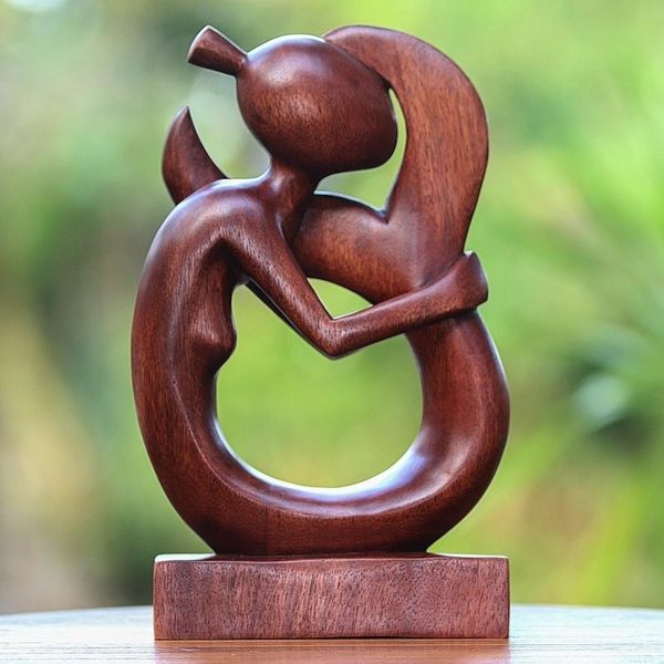 Alternate image for Hand-Carved Suar Wood Serene Mermaid Sculpture Serene Mermaid