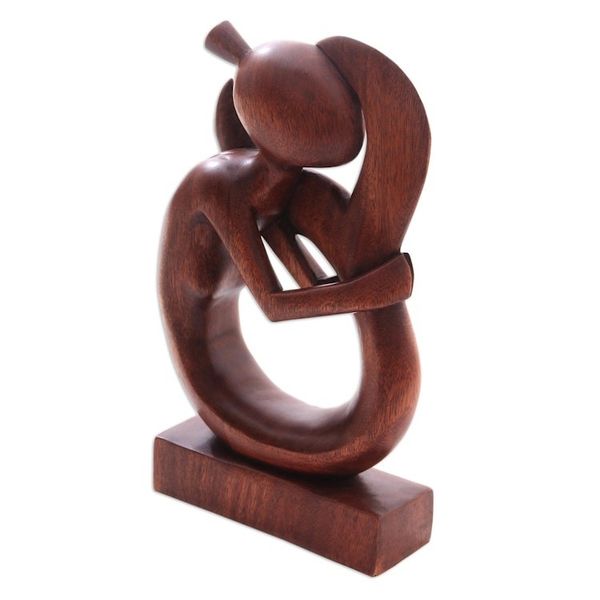 Alternate image for Hand-Carved Suar Wood Serene Mermaid Sculpture Serene Mermaid