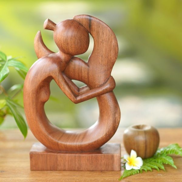 Alternate image for Hand-Carved Suar Wood Serene Mermaid Sculpture Serene Mermaid