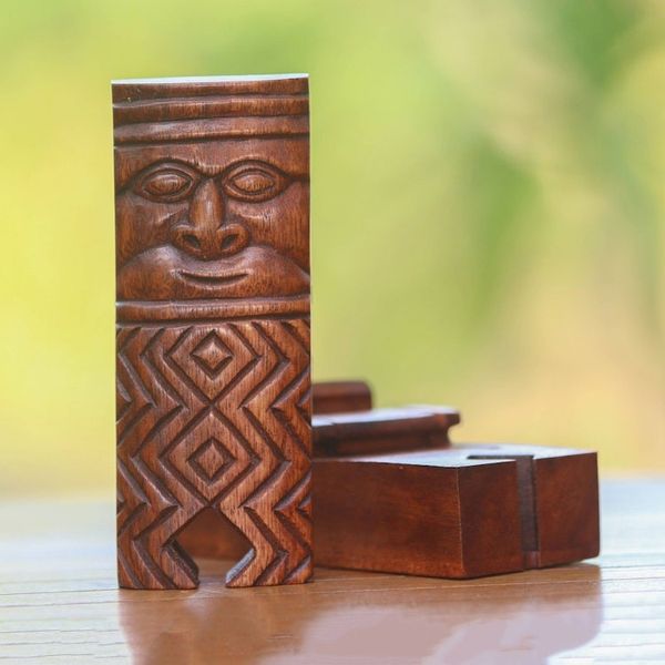 Alternate image for Ethnic Suar Wood Puzzle Box from Bali Ethnic Tribe