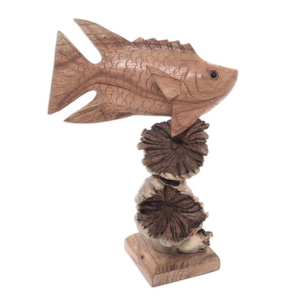 Alternate image for Hand-Carved Wood Dragonfish Sculpture from Bali Dragonfish Reef