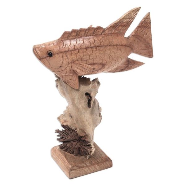 Alternate image for Hand-Carved Wood Dragonfish Sculpture from Bali Dragonfish Reef