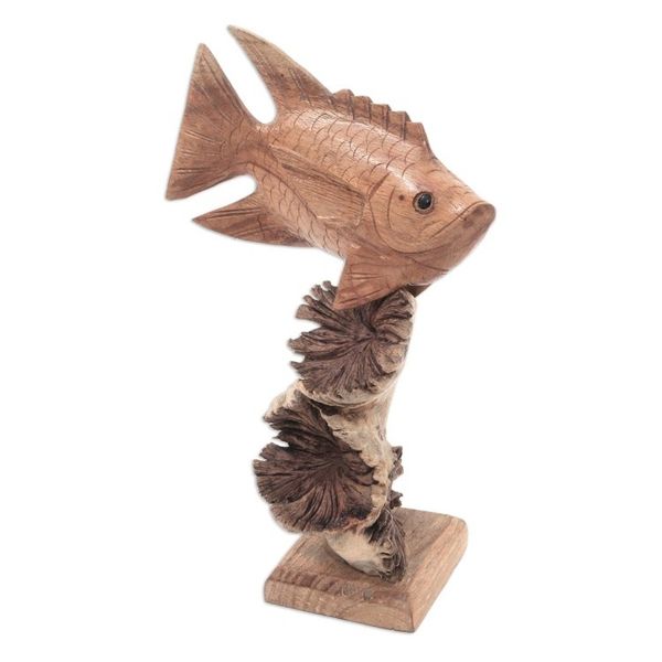 Alternate image for Hand-Carved Wood Dragonfish Sculpture from Bali Dragonfish Reef