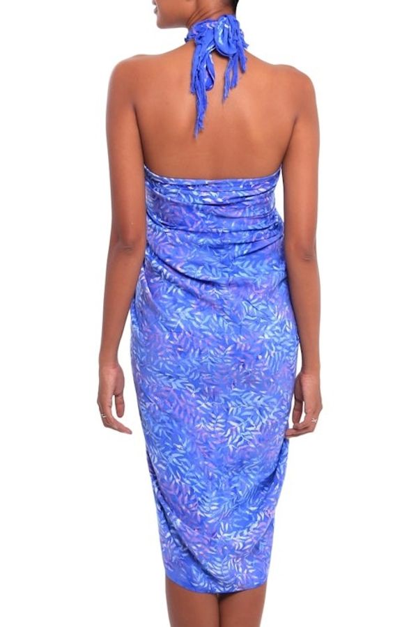 Alternate image for Leaf Motif Batik Rayon Sarong in Sky Blue from Bali Heavenly Palm