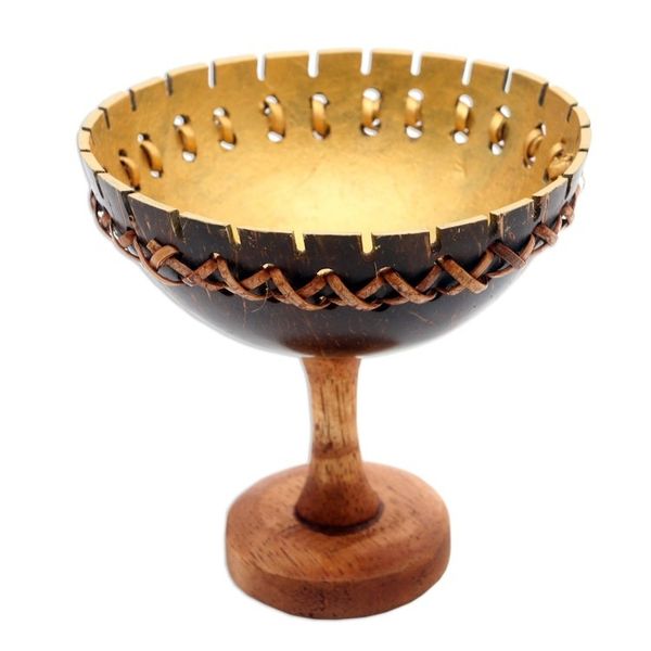 Alternate image for Coconut Shell Jewelry Stand Crafted in Bali Personal Treasure