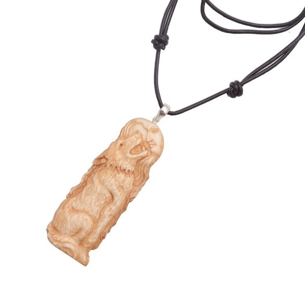 Alternate image for Wolf-Themed Bone Pendant Necklace from Bali Wolf Howl